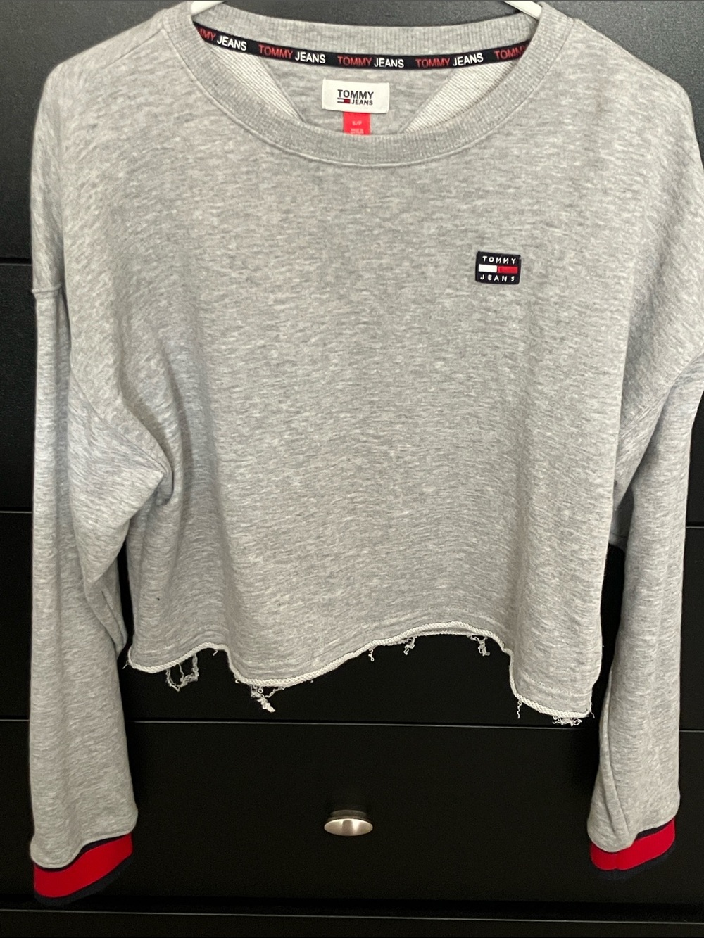 Tommy Hilfiger Gray Sweatshirt with Red Tag Detail